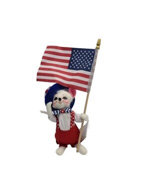 Annalee Patriotic Mouse Figurine Holding American Flag Uncle Sam Design 7 Inches